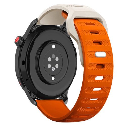 Watch Band for Samsung Galaxy Watch6 / Watch6 Classic / Watch 5 / Watch 5 Pro / Watch4 / Watch4 Classic , 20mm Silicone Strap - Starlight+Orange