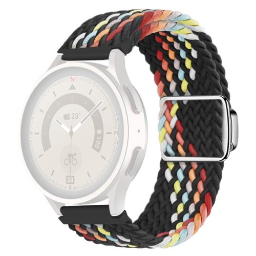 Nylon Watch Bands for Samsung Galaxy Watch6 / Watch6 Classic / Watch 5 / Watch 5 Pro / Watch4  20mm Wrist Strap - Black Rainbow