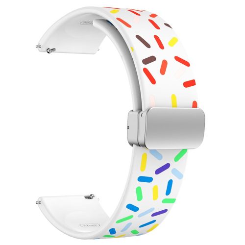 Silicone Bands for Samsung Galaxy Watch6 / Watch6 Classic / Watch 5 / Watch 5 Pro / Watch4 20mm Watch Strap with Silver Buckle - White Rainbow