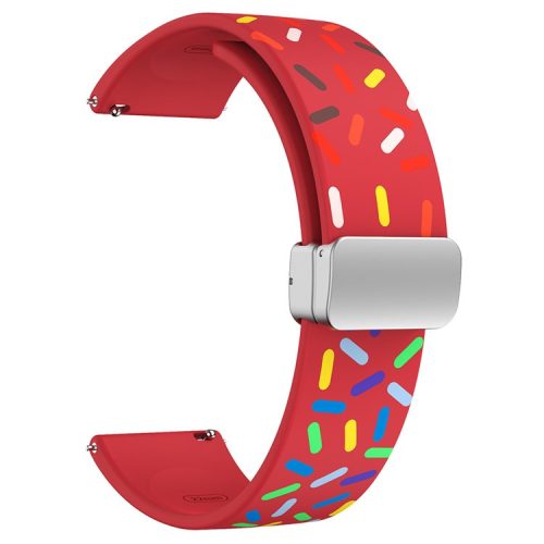 Silicone Bands for Samsung Galaxy Watch6 / Watch6 Classic / Watch 5 / Watch 5 Pro / Watch4 20mm Watch Strap with Silver Buckle - Red Rainbow