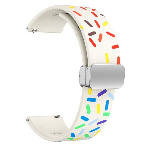 Silicone Bands for Samsung Galaxy Watch6 / Watch6 Classic / Watch 5 / Watch 5 Pro / Watch4 20mm Watch Strap with Silver Buckle - Starlight Rainbow