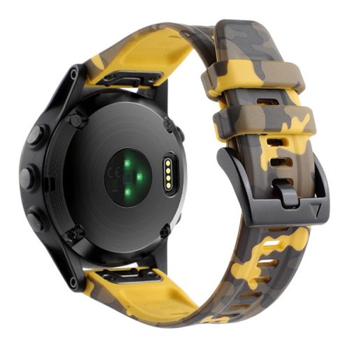 Camouflage Pattern Printed Watch Band for Garmin Fenix 7 / 6 ,  22mm Silicone Quick Release Strap - Camouflage Yellow