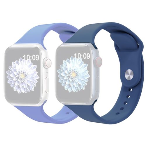 2Pcs Size M / L AW Watch Band for Apple Watch Series 10 42mm / 9 8 7 41mm / SE (2023) SE (2022) SE 6 5 4 40mm / 3 2 1 38mm Silicone Wrist Strap - Lavender+Blue