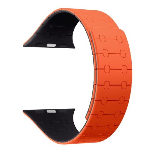 AP Silicone Magnetic Smart Watch Band for Apple Watch Series 10 46mm / Ultra 2 Ultra 49mm /  Series 9 8 7 45mm / 6 5 4 SE (2023) SE (2022) SE 44mm / 3 2 1 42mm - Orange  /  Midnight