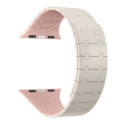 AP Silicone Magnetic Smart Watch Band for Apple Watch Series 10 46mm / Ultra 2 Ultra 49mm /  Series 9 8 7 45mm / 6 5 4 SE (2023) SE (2022) SE 44mm / 3 2 1 42mm - Starlight+Pink