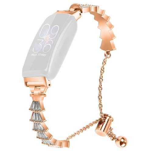 For Fitbit Inspire / Inspire HR / Inspire 2 Metal Watch Band Sliding Jewelry Bracelet Strap with Rhinestones - Gold