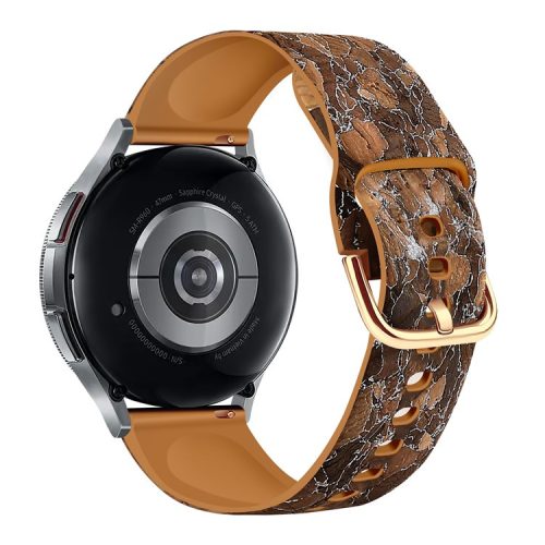 20mm Watch Band for Samsung Galaxy Watch6 Classic 43mm 47mm / Watch6 40mm 44mm Genuine Tree Leather+TPE Strap - Style B