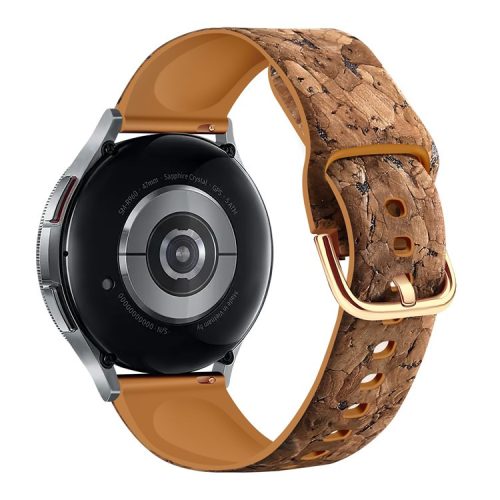 20mm Watch Band for Samsung Galaxy Watch6 Classic 43mm 47mm / Watch6 40mm 44mm Genuine Tree Leather+TPE Strap - Style C