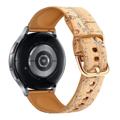 20mm Watch Band for Samsung Galaxy Watch6 Classic 43mm 47mm / Watch6 40mm 44mm Genuine Tree Leather+TPE Strap - Style F