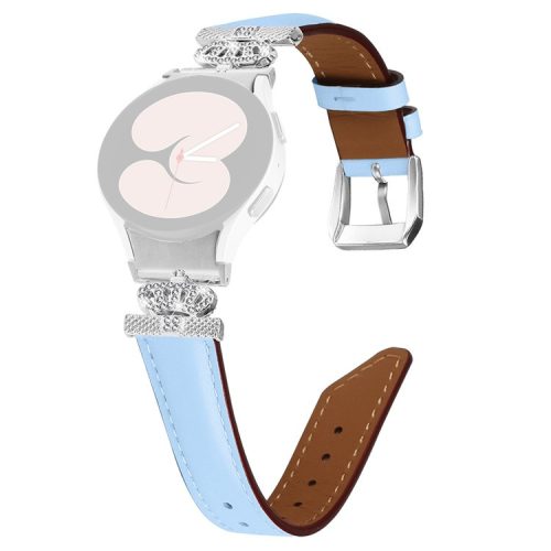 Wristband for Samsung Galaxy Watch6 40mm 44mm / Watch6 Classic 43mm 47mm Rhinestone Crown Connector Watch Strap with Silver Buckle - Blue