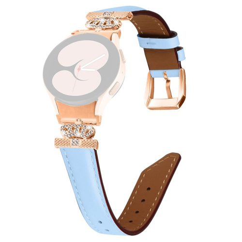 Watch Band for Samsung Galaxy Watch6 40mm 44mm / Watch6 Classic 43mm 47mm Rhinestone Crown Connector Bracelet with Rose Gold Buckle - Blue