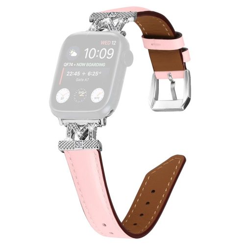 Watch Strap for Apple Watch Series 10 46mm / Ultra 2 Ultra 49mm /  Series 9 8 7 45mm / 6 5 4 SE (2023) SE (2022) SE 44mm / 3 2 1 42mm Watchband with Silver Buckle - Pink