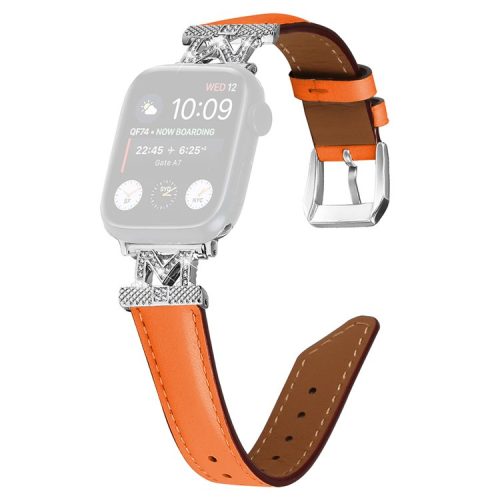 Watch Strap for Apple Watch Series 10 46mm / Ultra 2 Ultra 49mm /  Series 9 8 7 45mm / 6 5 4 SE (2023) SE (2022) SE 44mm / 3 2 1 42mm Watchband with Silver Buckle - Orange