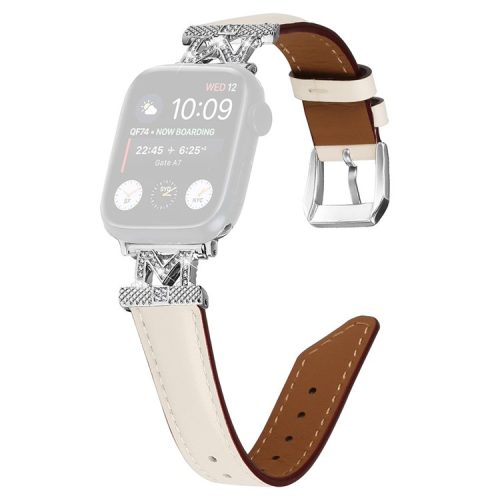 Watch Strap for Apple Watch Series 10 46mm / Ultra 2 Ultra 49mm /  Series 9 8 7 45mm / 6 5 4 SE (2023) SE (2022) SE 44mm / 3 2 1 42mm Watchband with Silver Buckle - Apricot