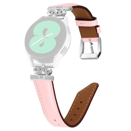 20mm Watch Band for Samsung Galaxy Watch3 41mm 45mm / Watch 5 40mm 44mm Rhinestone Crown-shape Design Strap with Silver Buckle - Pink