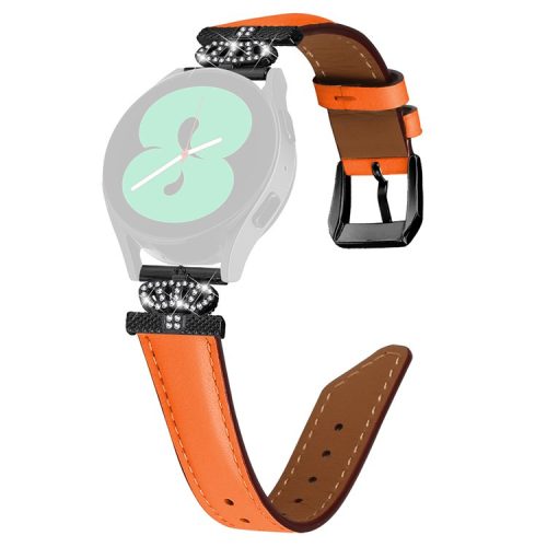 Crown Rhinestone Band for Samsung Galaxy Watch3 41mm 45mm / Watch 5 40mm 44mm , Slim 20mm Watch Strap with Black Buckle - Orange