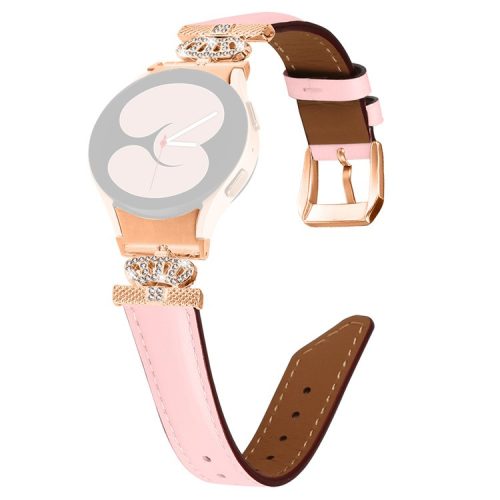 Crown Rhinestone Watch Band for Samsung Galaxy Watch 5 / Watch4 44mm 40mm Bracelet Strap with Rose Gold Buckle - Pink