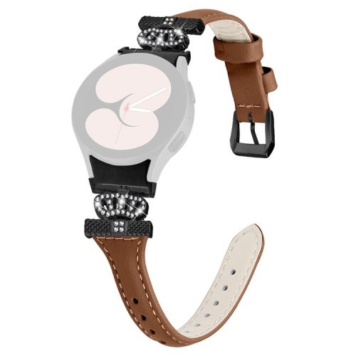 Black Buckle Strap for Samsung Galaxy Watch4  /  Watch5  /  Watch4 Classic  /  Watch4 Active  /  Watch5 Active Watchband Crown Connector Wrist Band - Brown