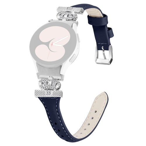 Sliver Buckle Strap for Samsung Galaxy Watch4  /  Watch5  /  Watch4 Classic  /  Watch4 Active  /  Watch5 Active Watch Band Crown Strap - Dark Blue