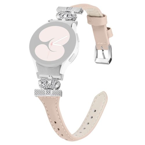 Sliver Buckle Strap for Samsung Galaxy Watch4  /  Watch5  /  Watch4 Classic  /  Watch4 Active  /  Watch5 Active Watch Band Crown Strap - Apricot