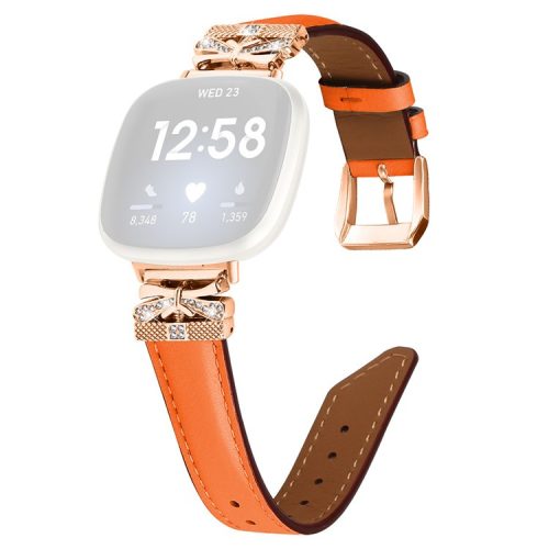 For Fitbit Versa 3 / 4 / Sense / Sense 2 Rose Gold Buckle Watch Strap Butterfly Connector Wrist Band - Orange