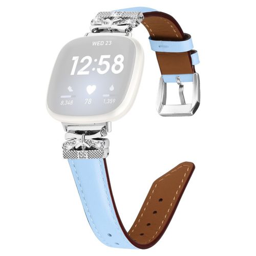 For Fitbit Versa 3 / 4 / Sense / Sense 2 Silver Buckle Watchband Butterfly Connector Strap - Blue