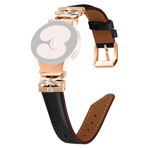 Rose Gold Buckle Strap for Samsung Galaxy Watch4  /  Watch5  /  Watch4 Classic  /  Watch4 Active  /  Watch5 Active Smartwatch Band - Black