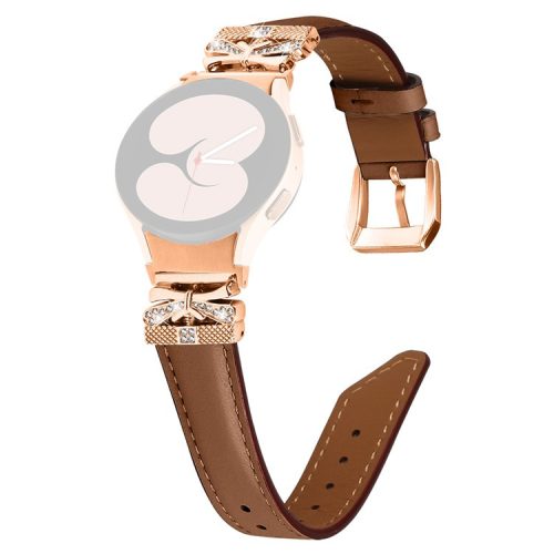 Rose Gold Buckle Strap for Samsung Galaxy Watch4  /  Watch5  /  Watch4 Classic  /  Watch4 Active  /  Watch5 Active Smartwatch Band - Brown