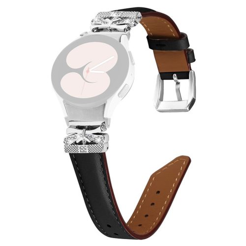 Silver Buckle Butterfly Decor Strap for Samsung Galaxy Watch4  /  Watch5  /  Watch4 Classic  /  Watch4 Active  /  Watch5 Active Wristband - Black