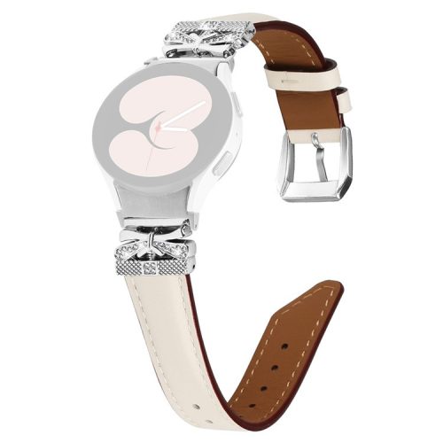 Silver Buckle Butterfly Decor Strap for Samsung Galaxy Watch4  /  Watch5  /  Watch4 Classic  /  Watch4 Active  /  Watch5 Active Wristband - Apricot