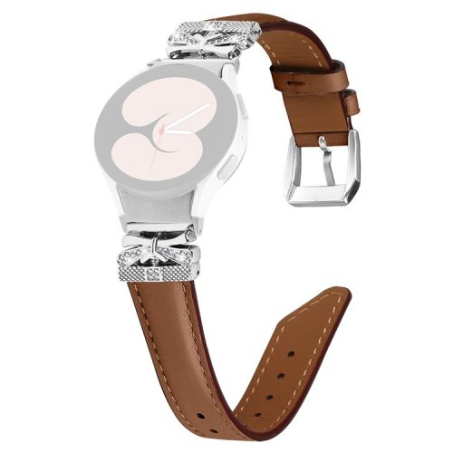 Silver Buckle Butterfly Decor Strap for Samsung Galaxy Watch4  /  Watch5  /  Watch4 Classic  /  Watch4 Active  /  Watch5 Active Wristband - Brown