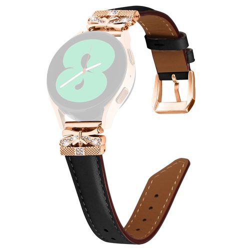 Rose Gold Buckle Strap for Samsung Galaxy Watch3 41mm  /  Galaxy Watch4  /  Watch5  /  Watch4 Classic  /  Watch4 / 5 Active 20mm Watch Band - Black