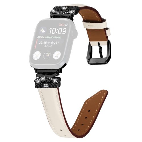 Black Buckle Watch Strap for Apple Watch Series 10 46mm / Ultra 2 Ultra 49mm /  Series 9 8 7 45mm / 6 5 4 SE (2023) SE (2022) SE 44mm / 3 2 1 42mm - Apricot