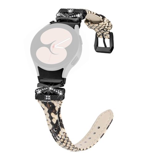 Black Buckle Band for Samsung Galaxy Watch6 44mm / Watch6 Classic 43mm / 47mm Adjustable Watch Strap - Snake Texture