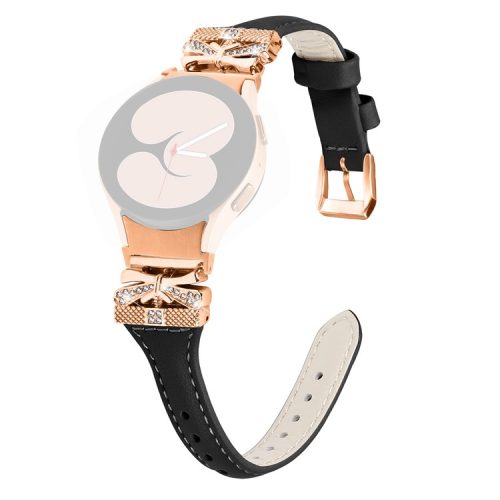 Rose Gold Buckle Strap for Samsung Galaxy Watch6 40mm / 44mm / Watch6 Classic 43mm / 47mm Watch Band - Black