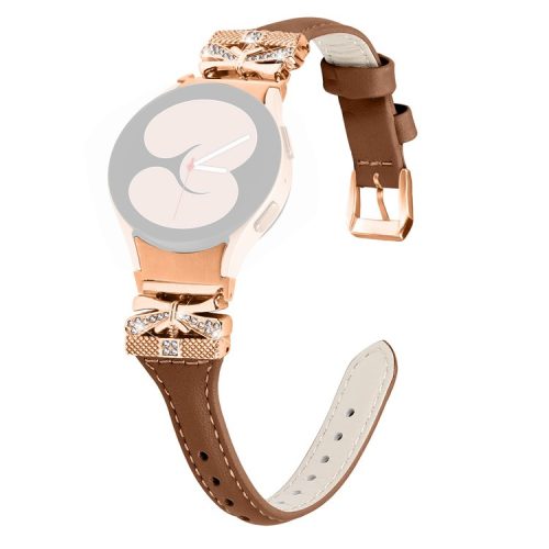 Rose Gold Buckle Strap for Samsung Galaxy Watch6 40mm / 44mm / Watch6 Classic 43mm / 47mm Watch Band - Brown