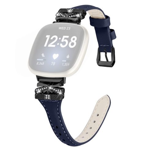 Black Buckle Wrist Band for Fitbit Versa 3 / 4 / Sense / Sense 2 Butterfly Connector Smart Watch Strap - Dark Blue