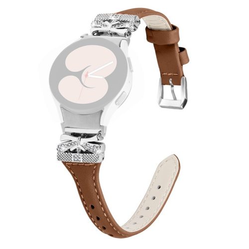 Sliver Buckle Strap for Samsung Galaxy Watch4  /  Watch5  /  Watch4 Classic  /  Watch4 Active  /  Watch5 Active Watch Band Butterfly Strap - Brown