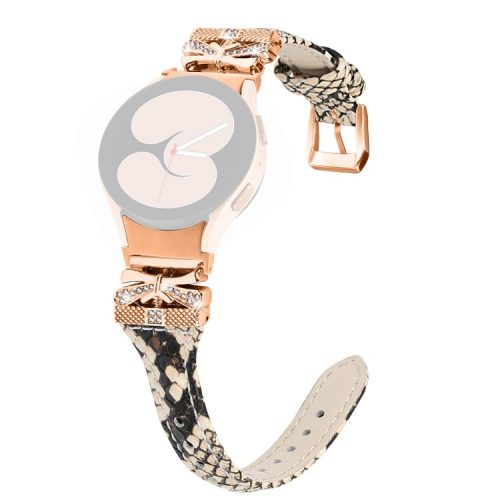 Rose Gold Buckle Strap for Samsung Galaxy Watch4  /  Watch5  /  Watch4 Classic  /  Watch4 Active  /  Watch5 Active Stylish Watchband - Snake Texture