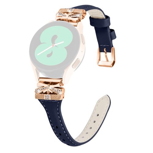 Rose Gold Buckle 20mm Strap for Samsung Galaxy Watch3 41mm  /  Watch4  /  Watch5  /  Watch4 Classic  /  Watch4 Active  /  Watch5 Active Watch Band - Dark Blue