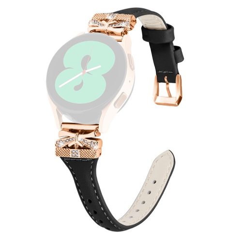 Rose Gold Buckle 20mm Strap for Samsung Galaxy Watch3 41mm  /  Watch4  /  Watch5  /  Watch4 Classic  /  Watch4 Active  /  Watch5 Active Watch Band - Black