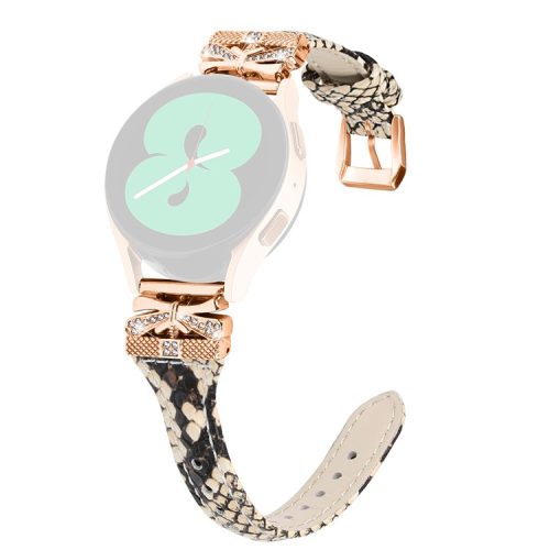 Rose Gold Buckle 20mm Strap for Samsung Galaxy Watch3 41mm  /  Watch4  /  Watch5  /  Watch4 Classic  /  Watch4 Active  /  Watch5 Active Watch Band - Snake Texture