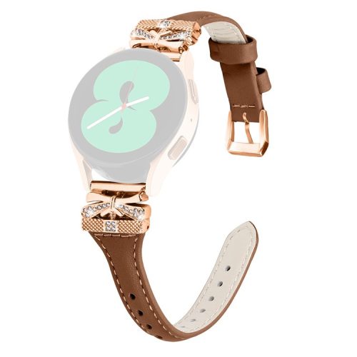 Rose Gold Buckle 20mm Strap for Samsung Galaxy Watch3 41mm  /  Watch4  /  Watch5  /  Watch4 Classic  /  Watch4 Active  /  Watch5 Active Watch Band -  Brown