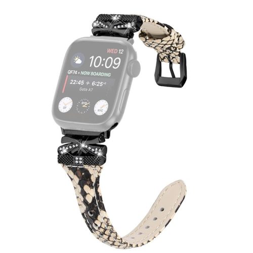 Black Buckle  Strap for Apple Watch Series 10 46mm / Ultra 2 Ultra 49mm /  Series 9 8 7 45mm / 6 5 4 SE (2023) SE (2022) SE 44mm / 3 2 1 42mm - Snake Texture