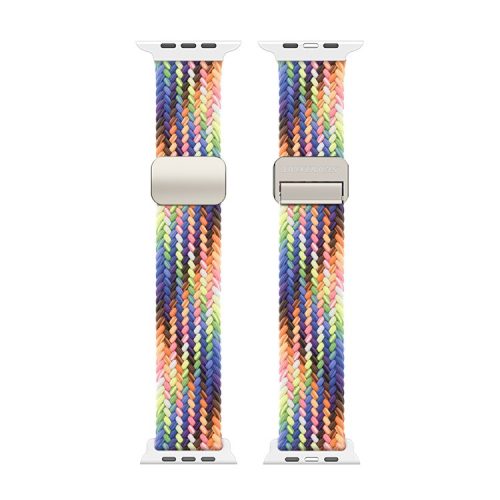 DUX DUCIS Watch Strap for Apple Watch Series 10 42mm / 9 8 7 41mm / SE (2023) SE (2022) SE 6 5 4 40mm / 3 2 1 38mm Nylon Watch Straps - Silver / Rainbow