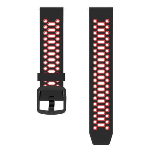 For COROS Apex Pro / Samsung Gear S3 Frontier / Gear S3 Classic Breathable Silicone Strap 22mm Dual Color Watch Band - Black / Red