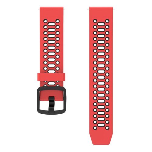 For COROS Apex Pro / Samsung Gear S3 Frontier / Gear S3 Classic Breathable Silicone Strap 22mm Dual Color Watch Band - Red / Black