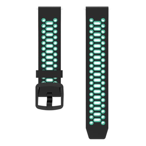 For Coros Pace 2 / Garmin vivoactive 5 / GarminActive 5 / Venu Sq 2 Dual Color Watch Strap 20mm Silicone Watchband - Black / Lake Blue