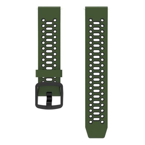 For Coros Pace 2 / Garmin vivoactive 5 / GarminActive 5 / Venu Sq 2 Dual Color Watch Strap 20mm Silicone Watchband - Army Green / Black