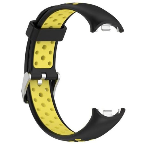 For Xiaomi Mi Band 9 NFC / Mi Band 9 / Smart Band 8 NFC / Smart Band 8 Silicone Watch Band Dual Color Adjustable Wrist Strap - Black+Yellow